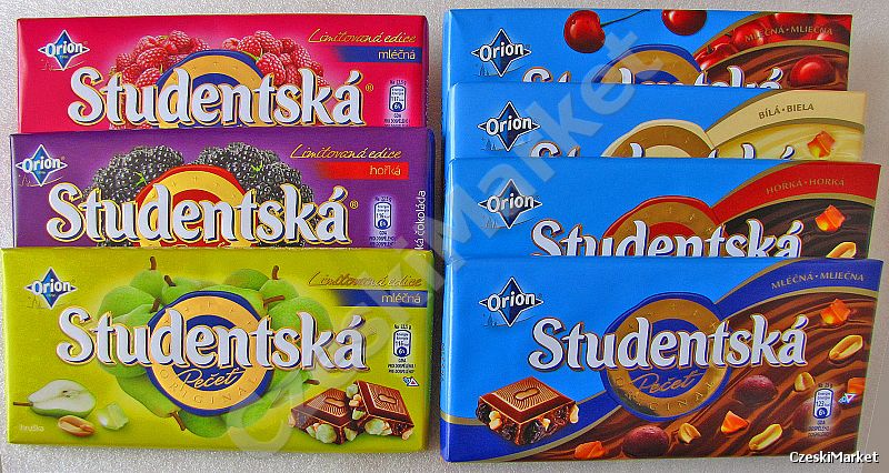 Zestaw 7 czekolad Studentska, Gruszka Jabłko Jeżyna