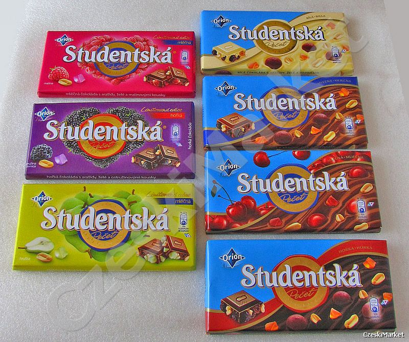 Zestaw 7 czekolad Studentska, Gruszka Jabłko Jeżyna