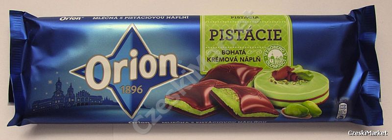 Mleczna czekolada pistacja Orion 240g z pistacjowym i orzechowym nadzieniem - duża