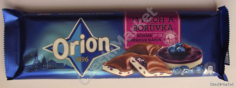 Mleczna czekolada Orion 240g twaróg i jagoda = borówka  - duża