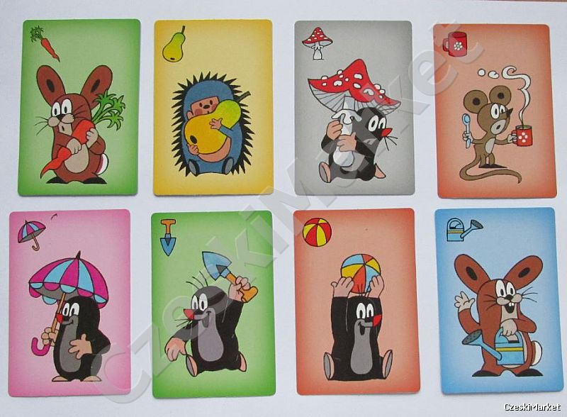 Piękne karty do gry - Czarny Piotruś - Krecik - zielone opakowanie Krecik, jeżyk, zając