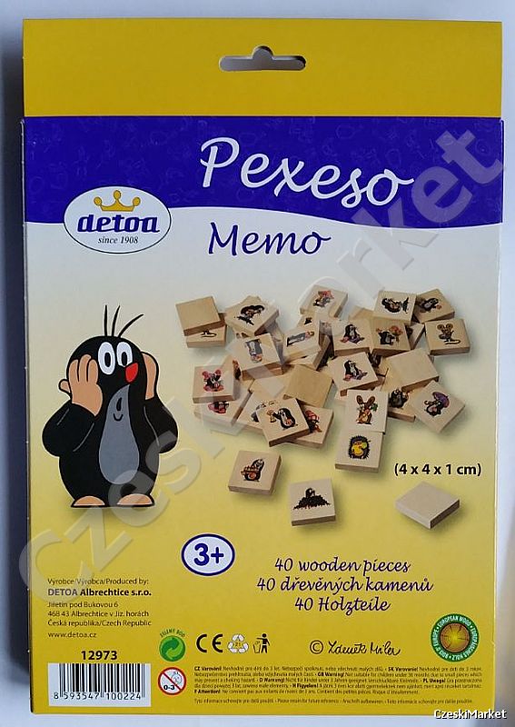 Piękne, ekskluzywne Pekseso 40 x drewniane kostki memo Krecik pexeso gra pamięciowa