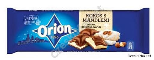 Mleczna czekolada Orion z kokosem i migdałami 240 g - duża
