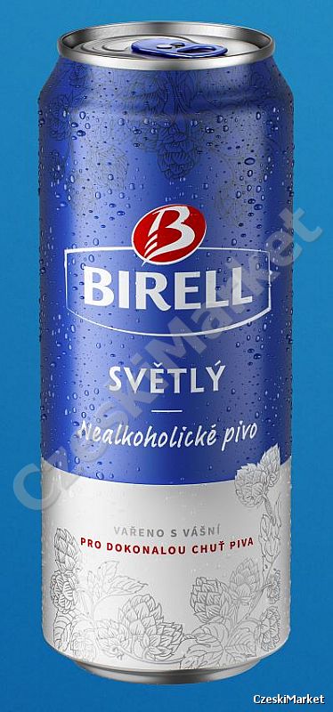 BIRELL jasny 500 ml czeskie Piwo Bezalkoholowe w puszce 0,5 (szaro - niebieski)