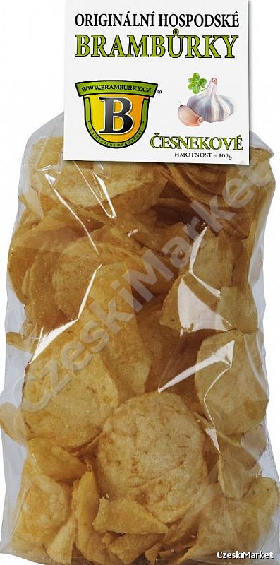 Czosnkowe bramburky karczmowe oryginalne czeskie chipsy 80 g do piwa i jako chrupiąca przekąska