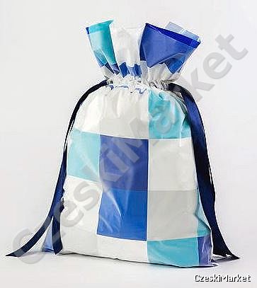 Uniwersalny worek prezentowy 30/45 cm - niebieskie kwadraty
