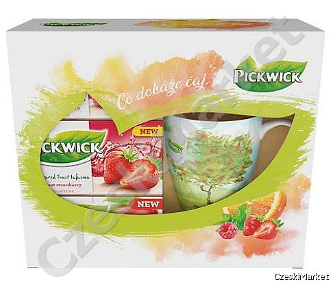 Zestaw Pickwick - kubek + trzy pudełka owocowych herbatek - w eleganckim opakowaniu