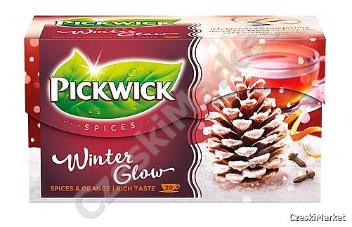 Pickwick czarna herbata Winter Glow - Zimowa pomarańcz cynamon goździki (wyborna na gorąco i na zimno) 20 sztuk w kopertkach