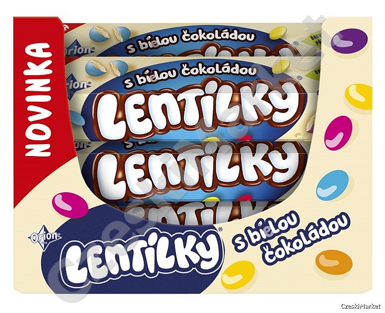 TANIEJ Cała paczka 24 x Lentilky w białej czekoladzie (Lentilki) średnie opakowanie 38 g
